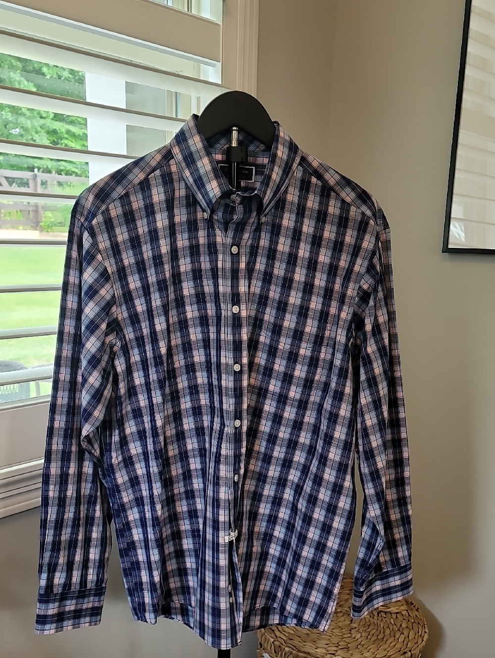 Men's Club Room Pink/Blue Plaid Button-Down Shirt - Classic Casual